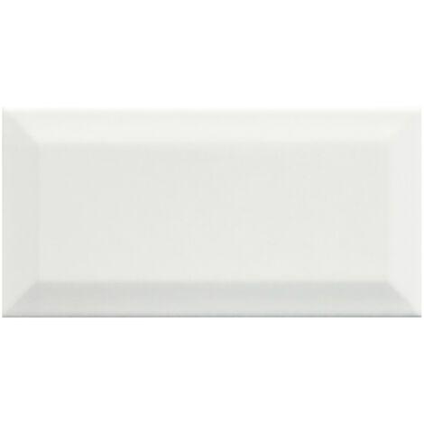 Metro Bevelled White 10cm x 20cm Ceramic Wall Tile - White