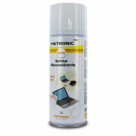Metronic – Bombe dépoussiérante 400 ml – Pour matériel informatique – Dépoussiérage précis des claviers et imprimantes – Accessoire entretien barbecue