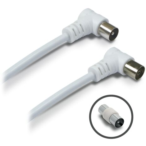 Metronic - Cable TV coaxial ø 9,52mm macho / hembra + adaptador m / m - blanco - 438009