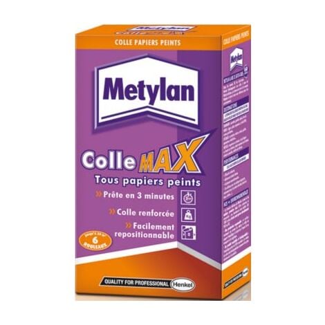METYLAN Colle Papiers Peints Max - Colle tous papiers peints en poudre, à diluer - Paquet 200 g, environ 5 à 6 rouleaux