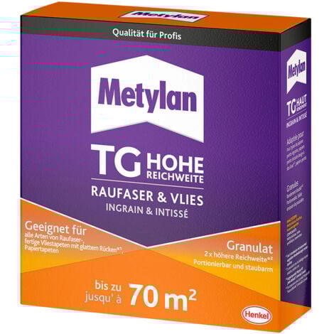 HENKEL Metylan Tapetenkleister TG Hohe Reichweite Raufaser & Vlies Granulat, Weiß, 500g