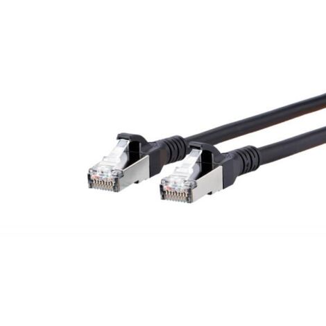 Metz Connect 1308450500-E RJ45 Cavo di rete, cavo patch CAT 6A S/FTP 0.50 m Nero con protezione 1 pz.