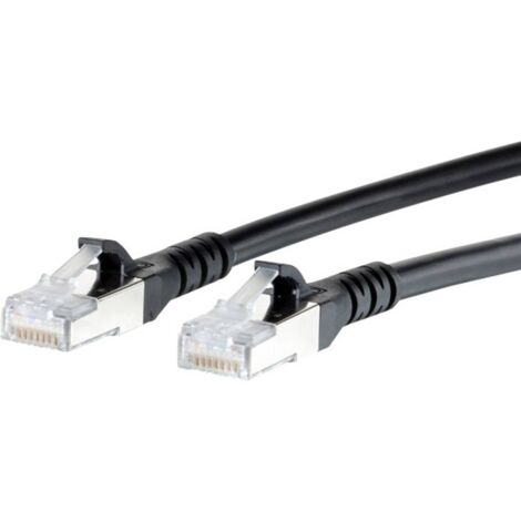 Metz Connect 1308451500-E RJ45 Câble réseau, câble patch CAT 6a S/FTP 1.50 m noir avec cliquet d'encastrement 1 pc(s) R05689