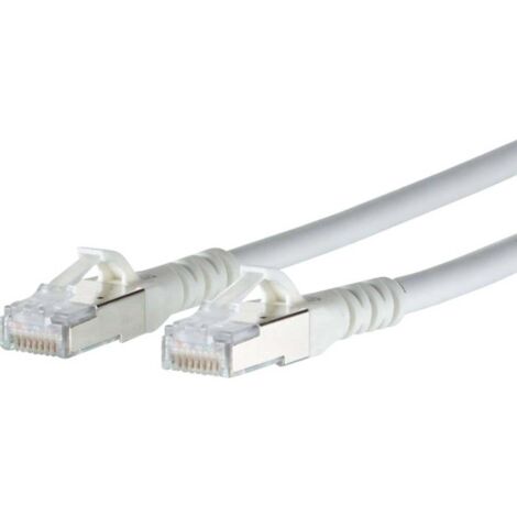 Metz Connect 1308451588-E RJ45 Câble réseau, câble patch CAT 6a S/FTP 1.50 m blanc avec cliquet d'encastrement 1 pc(s) R05009