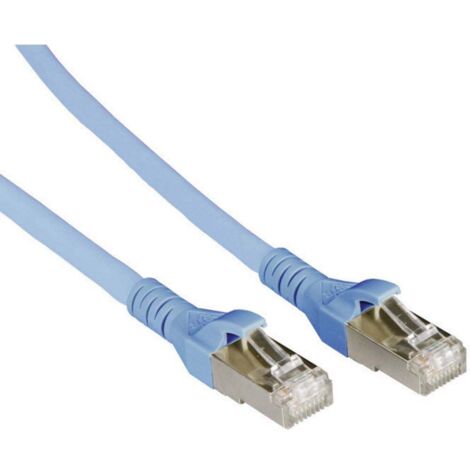 Metz Connect 1308453044-E RJ45 Câble réseau, câble patch CAT 6a S/FTP 3.00 m bleu avec cliquet dencastrement 1 pc(s)