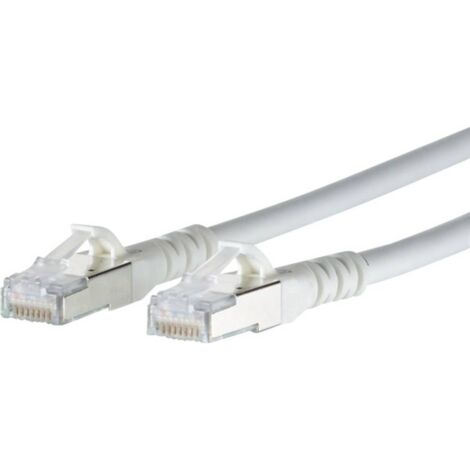 Metz Connect 1308453088-E RJ45 Câble réseau, câble patch CAT 6a S/FTP 3.00 m blanc avec cliquet d'encastrement 1 pc(s) R07322