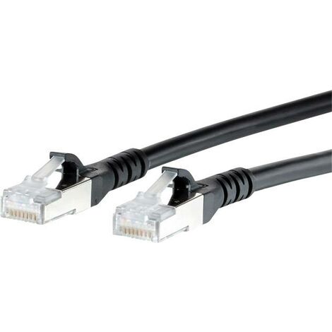 Metz Connect 1308457000-E RJ45 Câble réseau, câble patch CAT 6a S/FTP 7.00 m noir avec cliquet d'enc
