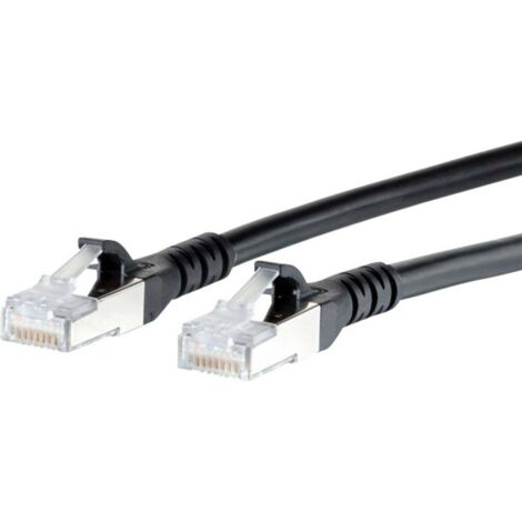 Metz Connect 130845A000-E RJ45 Câble réseau, câble patch CAT 6a S/FTP 10.00 m noir avec cliquet d'en