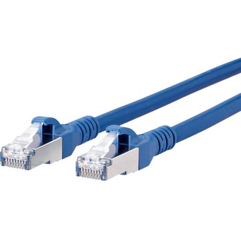 Metz Connect 130845A044-E RJ45 Câble réseau, câble patch CAT 6a S/FTP 10.00 m bleu avec cliquet d'encastrement 1 pc(s) R05256