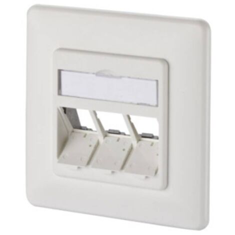 Metz Connect 130B20D31002KE Prise réseau encastré insert avec plaque centrale et châssis non équipé 3 ports blanc pur (RAL 9010) C151251
