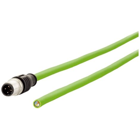 Metz Connect 142M1D10020 M12 Cavo di rete, cavo patch CAT 5e SF/FTP 2.00 m Verde guaina in PUR, resistente agli acidi,