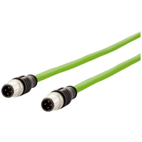 Metz Connect 142M1D11010 M12 Câble réseau, câble patch CAT 5e SF/FTP 1.00 m vert gaine PUR, résistan