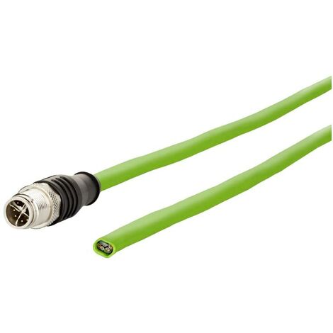 Metz Connect 142M2X10050 M12 Câble réseau, câble patch CAT 6a S/FTP 5.00 m vert gaine PUR, résistant aux acides, résistant à l'ozone, résistant C873482