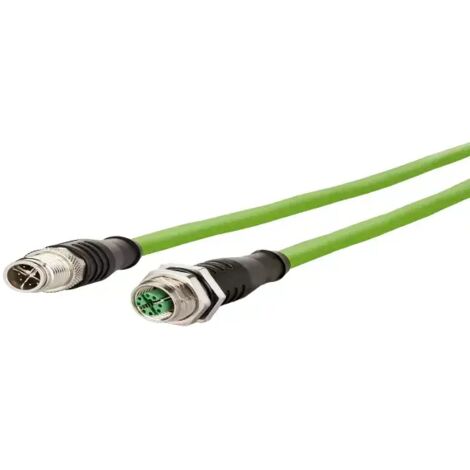 Metz Connect 142M2X12100 M12 Netzwerkkabel, Patchkabel CAT 6a S/FTP 10.00 m Grün PUR-Mantel, Säurebe