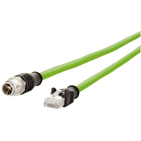 Metz Connect 142M2X15100 M12 Câble réseau, câble patch CAT 6a S/FTP 10.00 m vert gaine PUR, résistan