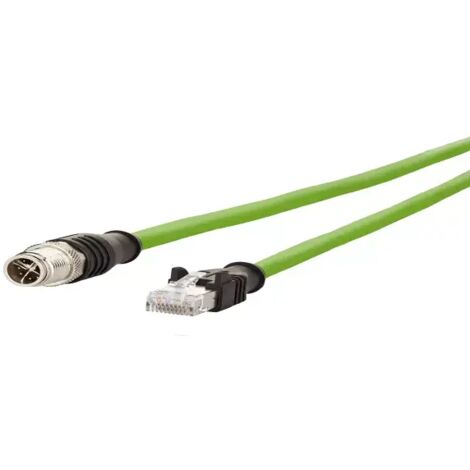Metz Connect 142M2X15100 M12 Netzwerkkabel, Patchkabel CAT 6a S/FTP 10.00 m Grün PUR-Mantel, Säurebe