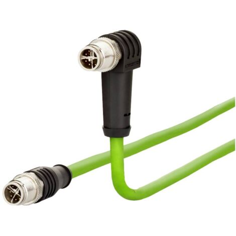 Metz Connect 142M2X1C010 M12 Câble réseau, câble patch CAT 6a S/FTP 1.00 m vert gaine PUR, résistant aux acides, résistant à l'ozone, résistant C878922
