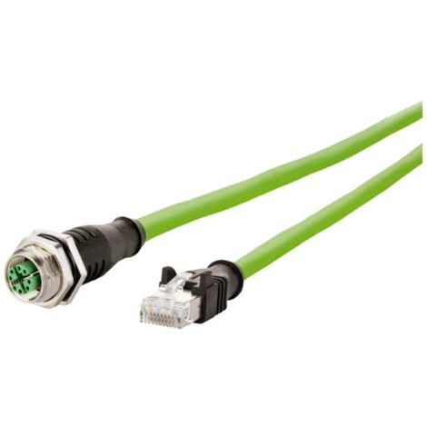 Metz Connect 142M2X25010 M12 Câble réseau, câble patch CAT 6a S/FTP 1.00 m vert gaine PUR, résistant aux acides, résistant à l'ozone, résistant C878572