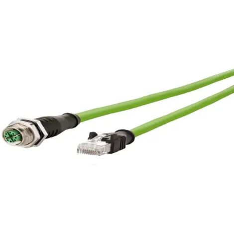 Metz Connect 142M2X25010 M12 Patchkabel CAT 6a S/FTP 1.00 m Grün PUR-Mantel, Säurebeständig, Ozonbes