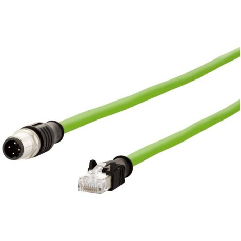 Metz Connect 142M4D15020 M12 Câble réseau, câble patch CAT 5e S/UTP 2.00 m vert gaine PUR, résistant aux acides, résistant à l'ozone, résistant C873302
