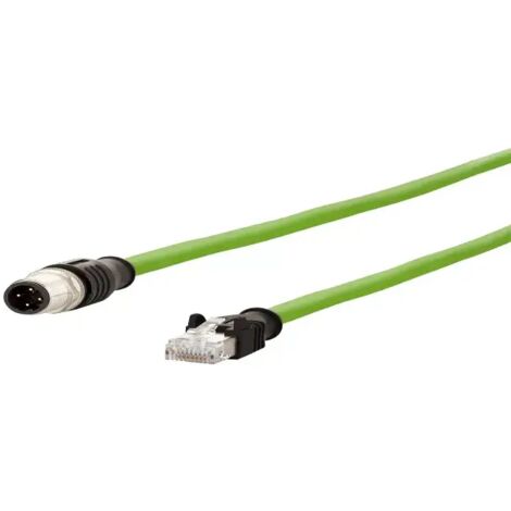 Metz Connect 142M4D15020 M12 Netzwerkkabel, Patchkabel CAT 5e S/UTP 2.00 m Grün PUR-Mantel, Säurebes