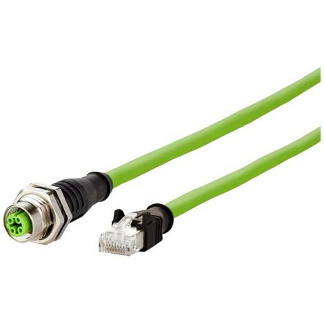 Metz Connect 142M4D25050 M12 Câble réseau, câble patch CAT 5e S/UTP 5.00 m vert gaine PUR, résistant aux acides, résistant à l'ozone, résistant C873452
