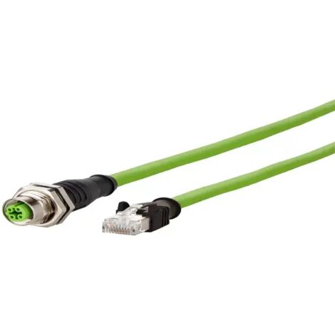 Metz Connect 142M4D25100 M12 Netzwerkkabel, Patchkabel CAT 5e S/UTP 10.00 m Grün PUR-Mantel, Säurebe