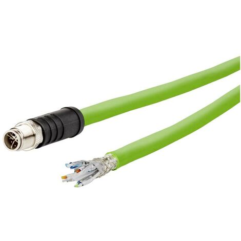 Metz Connect 142M6X10020 M12 Câble réseau, câble patch CAT 6a SF/UTP 2.00 m vert gaine PUR, résistant aux acides, résistant à l'ozone, résistan C878502