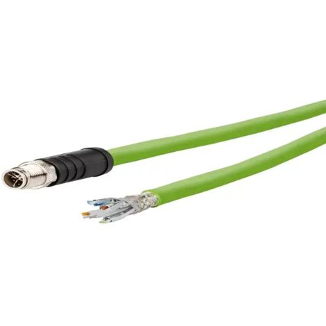 Metz Connect 142M6X10020 M12 Netzwerkkabel, Patchkabel CAT 6a SF/UTP 2.00 m Grün PUR-Mantel, Säurebe