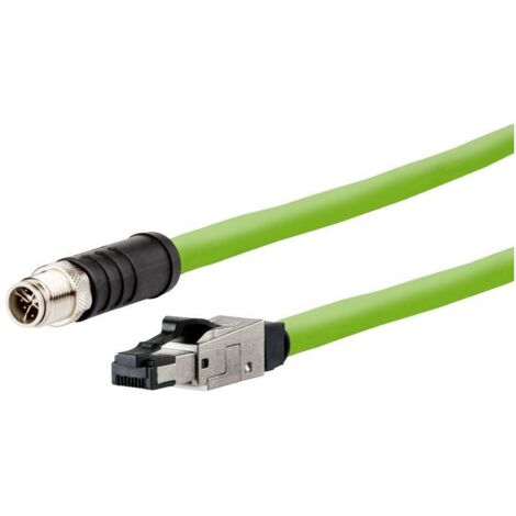 Metz Connect 142M6X18050 M12 Câble réseau, câble patch CAT 6a SF/UTP 5.00 m vert gaine PUR, résistant aux acides, résistant à l'ozone, résistan C878152
