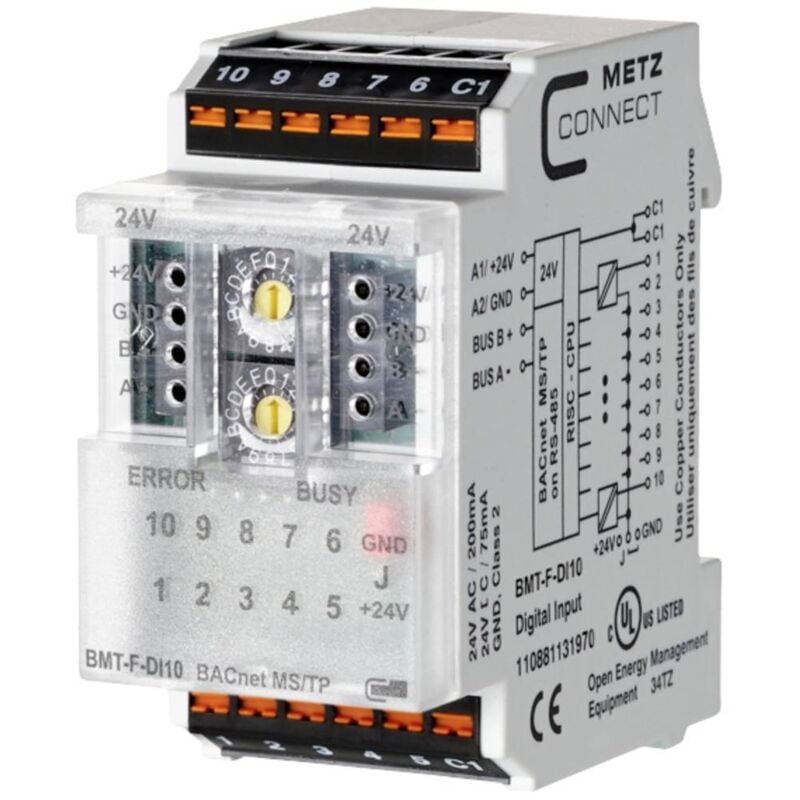 Metz Connect - BMT-F-DI10 BACnet ms/tp 24 v/ac, 24 v/dc 85 mA Contenu 1 pc(s)