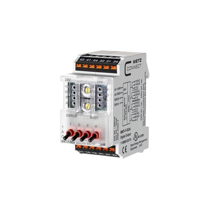 Metz Connect BMT-F-DO4 BACnet MS/TP 24 V/AC, 24 V/DC 200 mA Nbr. de sorties:4 x Contenu 1 pc(s) Q818163