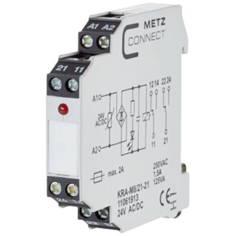 Metz Connect KRA-M8/21-21, 2 Invertitori, 24 V AC/DC, 11061913