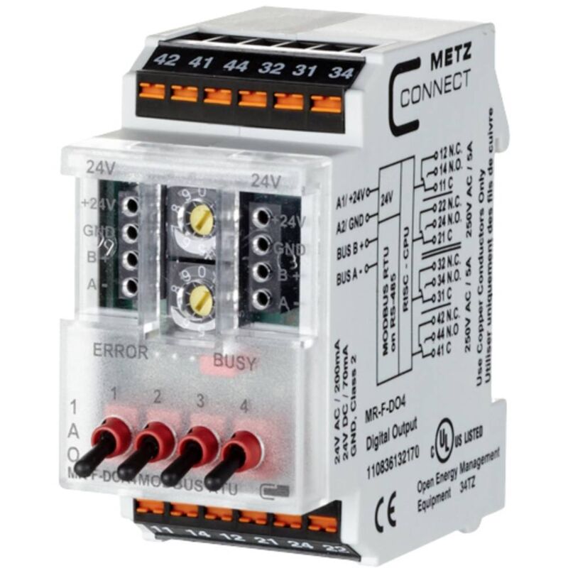 MR-F-DO4 Modbus rtu 24 v/ac, 24 v/dc 200 mA Nbr. de sorties:4 x Contenu 1 pc(s) Q818123 - Metz Connect