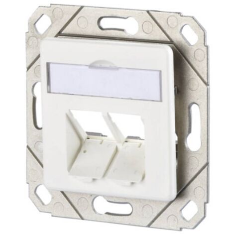 Metz Connect Prise réseau encastré insert avec plaque centrale 2 ports blanc pur (RAL 9010) C151561