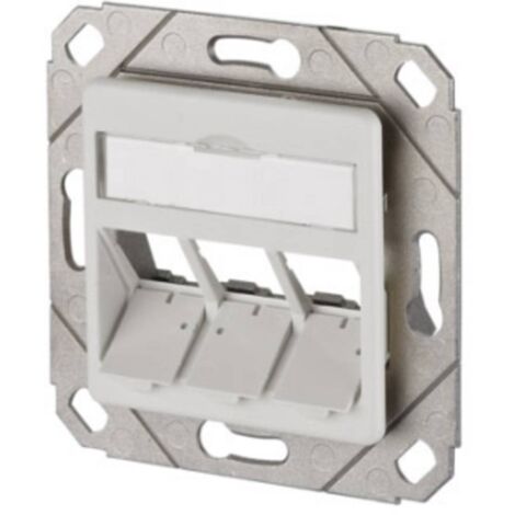 Metz Connect Prise réseau encastré insert avec plaque centrale 3 ports blanc pur (RAL 9010) C151541