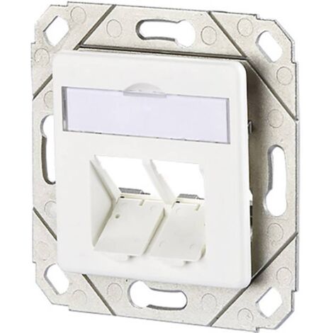 Metz Connect Prise réseau encastré insert avec plaque centrale non équipé 2 ports blanc pur (RAL 9010) X022131