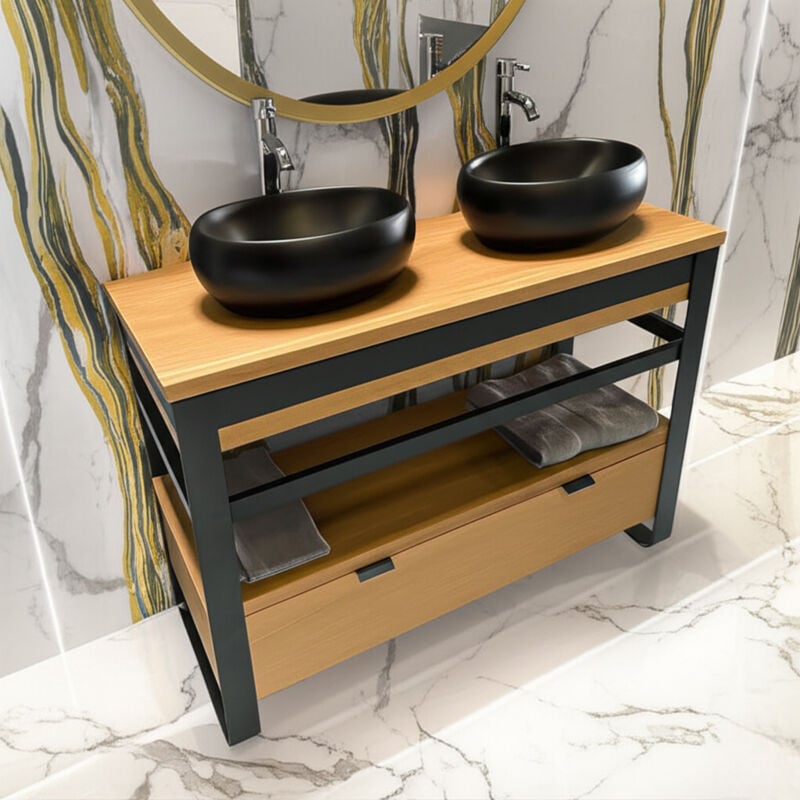 Byca - meuble plan et tiroir - iron - Meuble - 119x44x83CM