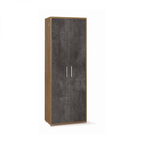 Meuble 2 portes 71L x 41P x H199 – Finition bois noyer et noir mat – Sarmog