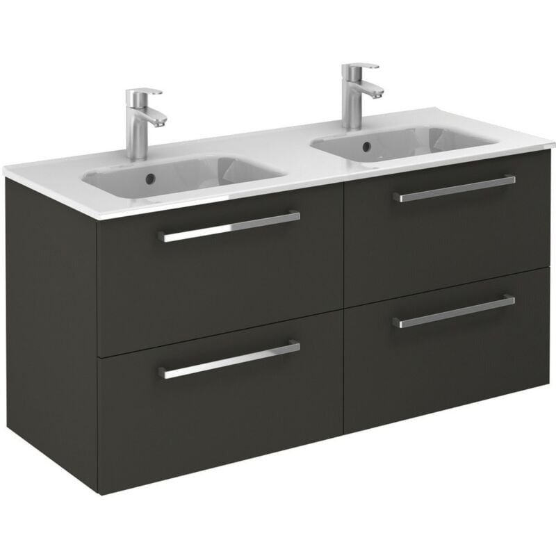 Anconetti - Meuble 4 tiroirs Ancoflash Color 2 avec plan céramique Anthracite - 120cm