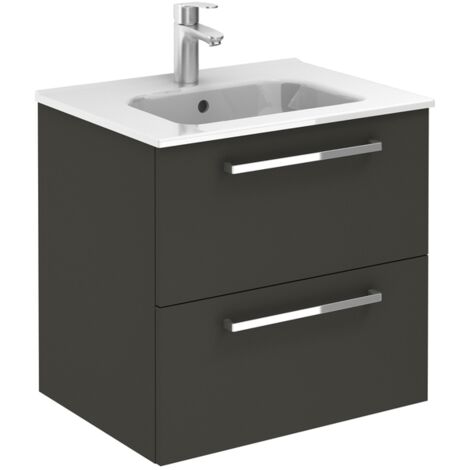 Meuble 2 tiroirs Ancoflash Color 2 avec plan céramique - Anconetti - Anthracite - 70cm