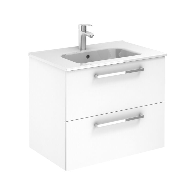 Anconetti - Meuble à tiroirs Ancoflash Color 2 - Blanc Larg 600 - simple vasque - 2 tiroirs