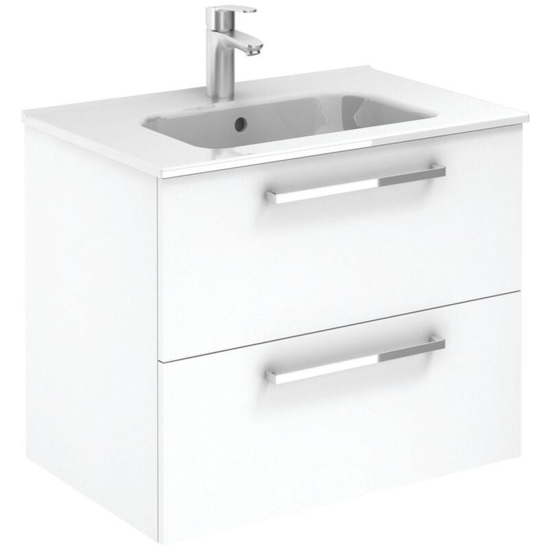 Anconetti - Meuble 2 tiroirs Ancoflash Color 2 avec plan céramique Blanc - 70cm