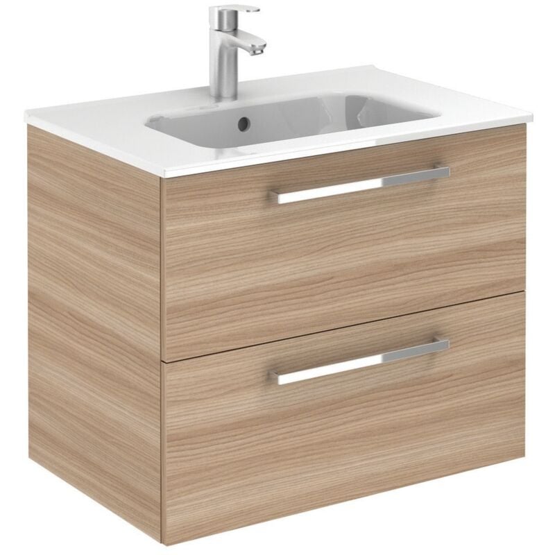 Anconetti - Meuble 2 tiroirs Ancoflash Color 2 avec plan céramique Noyer sablé - 70cm