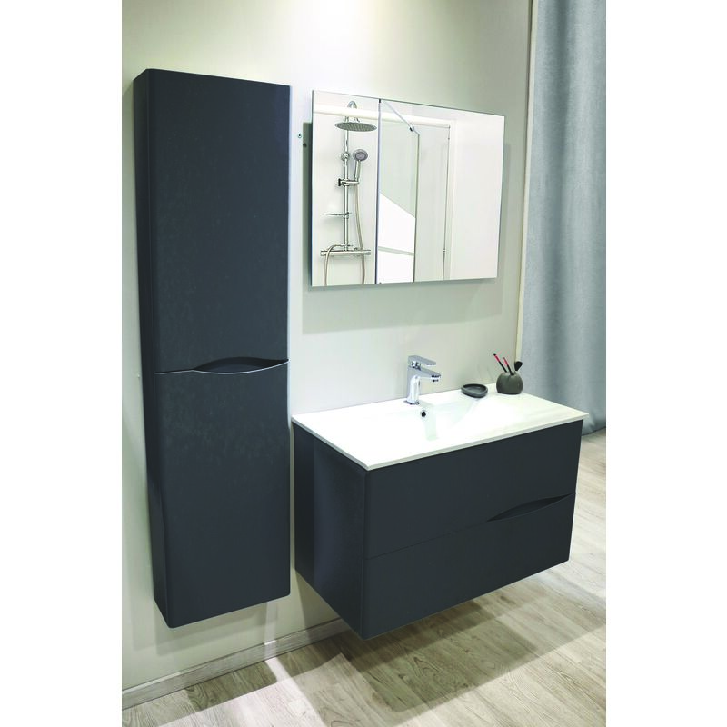 Colonne de salle de bain à suspendre 2DOO - L40cm - Noir - Livré monté