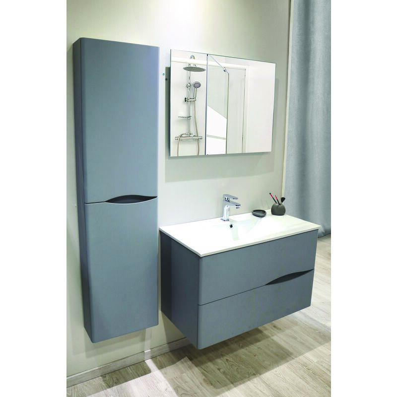 Colonne de salle de bain à suspendre 2DOO - L40cm - Gris - Livré monté
