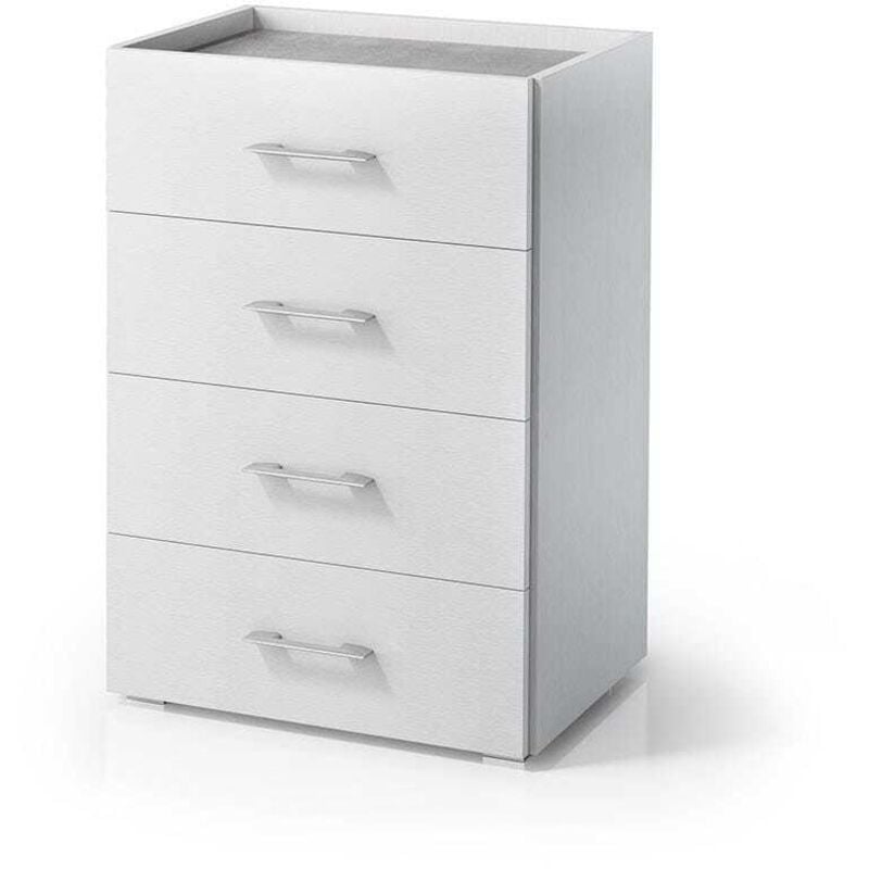 Kiamami Valentina - Meuble à 4 Tiroirs Effet Bois Blanc Pour Salle De Bains