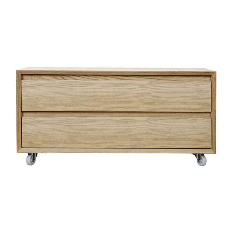 Colección Wilson Mueble de 90 cm, 2 cajones, en roble natural - Mueble de baño - Léa