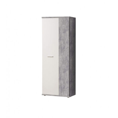 Meuble à chaussure 2 portes décor béton et blanc - CLASS