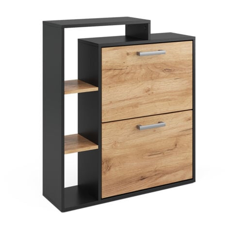 Meuble à chaussure Orlando, Chêne de force doré, 24.5x90cm 2 compartiments, Vicco